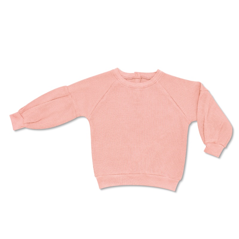 Waffle Balloon Sleeve Sweatshirt – Dusty Rose