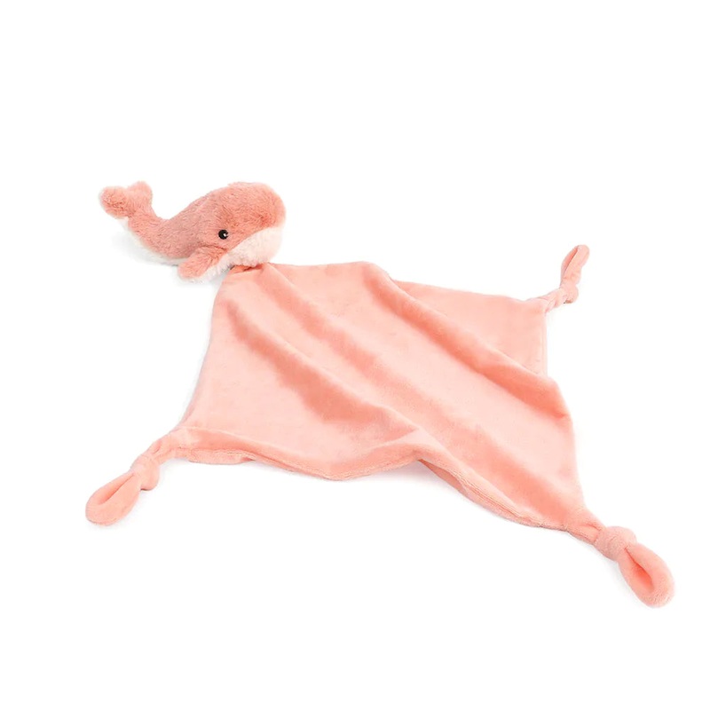 CORAL WHALE KNOTTED SECURITY BLANKIE