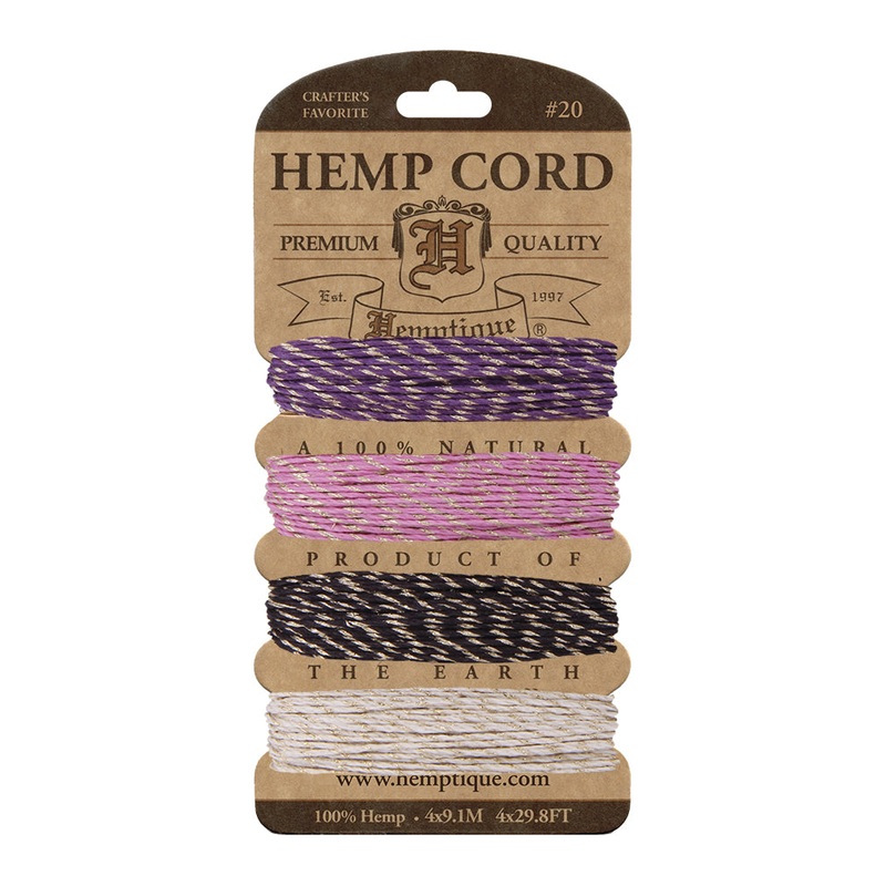 #20 (1mm) Hemp Cord Metallic & Glitter Cards