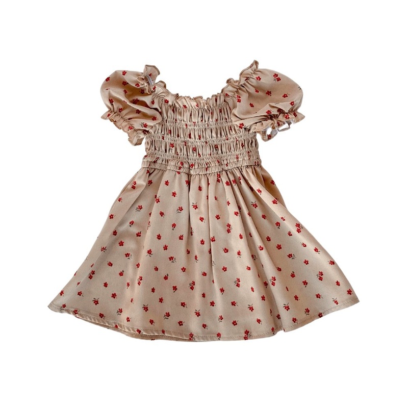 Hayes Smocked Puff Sleeve Dress – Red Floral