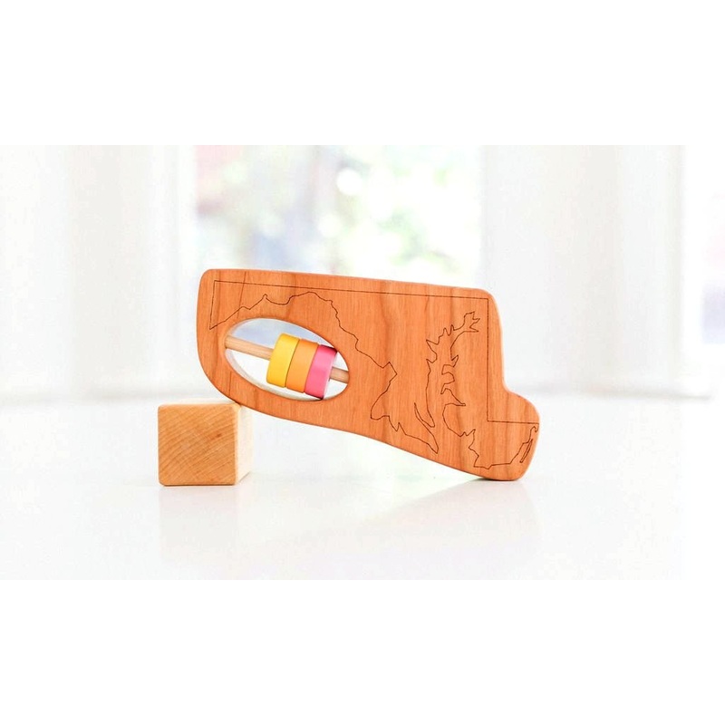Maryland State Wooden Baby Rattle