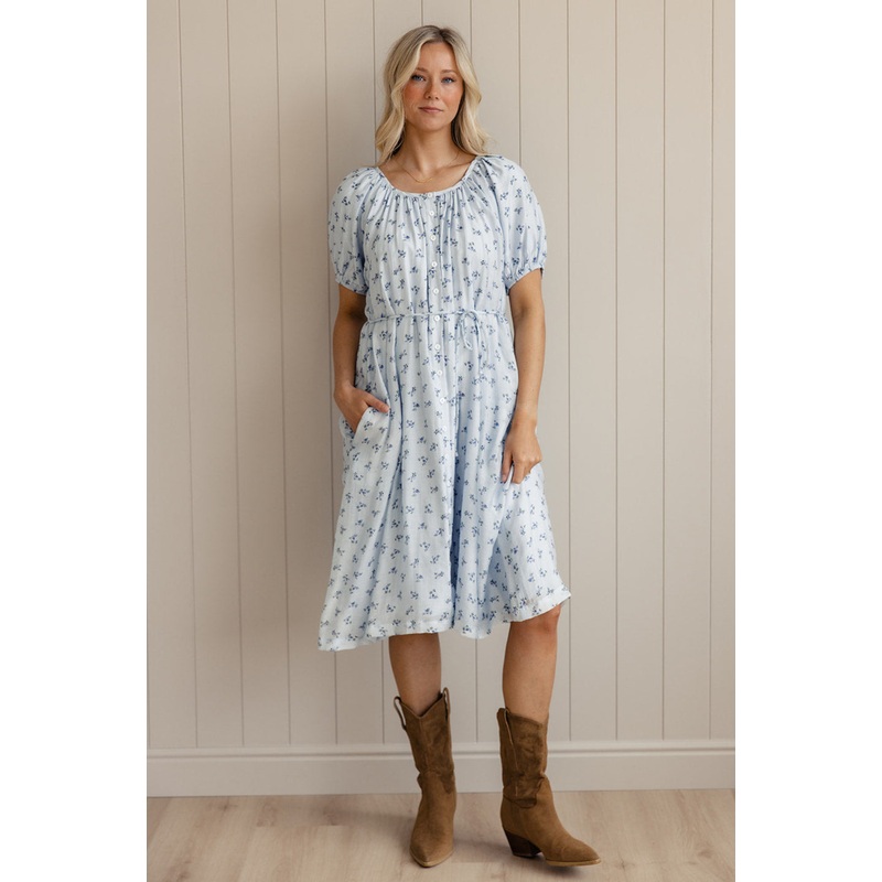 Wandering Free Button Dress|LightBlue|S|M|L|XL