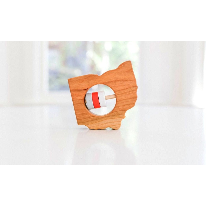 Ohio State Wooden Baby Rattle