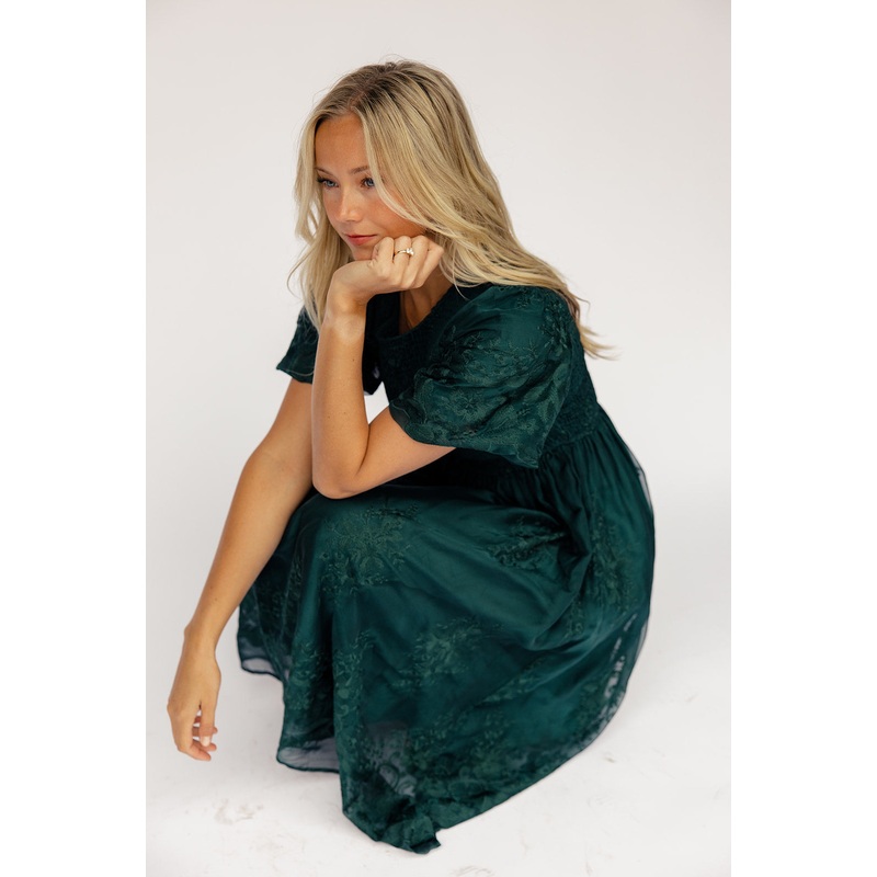 Bridgette Embroidered Dress|DarkGreen|PaleVioletRed|S|M|L|XL
