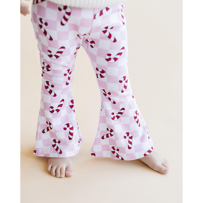 Checkered Candy Cane Flare Pants | Pink