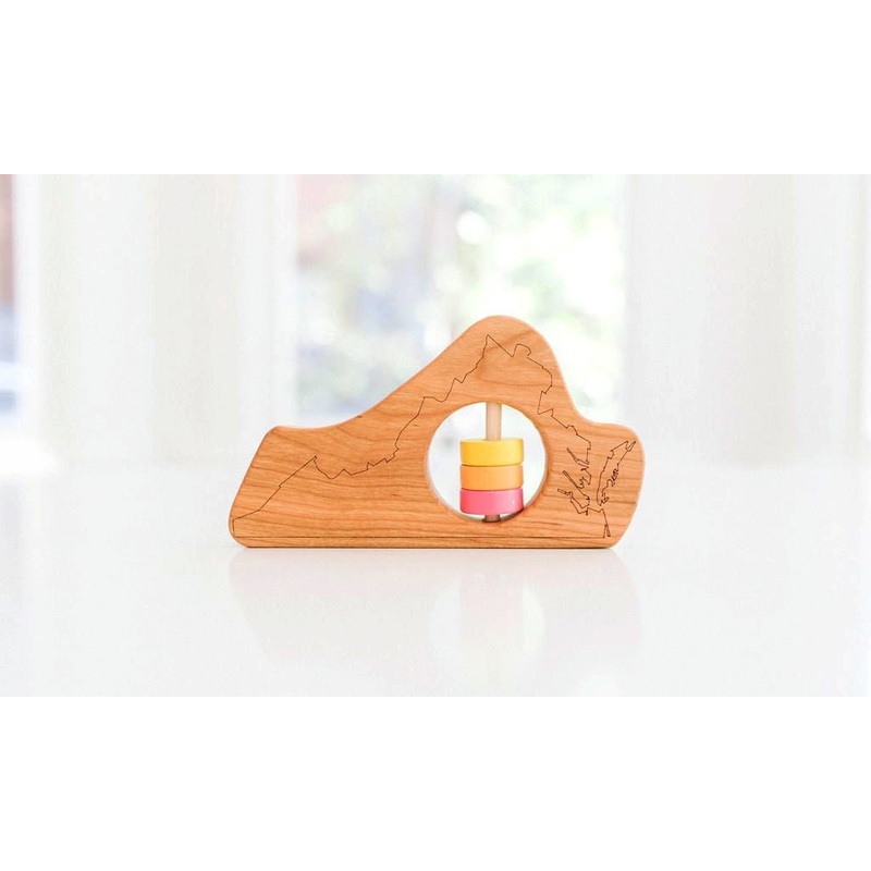 Virginia State Wooden Baby Rattle