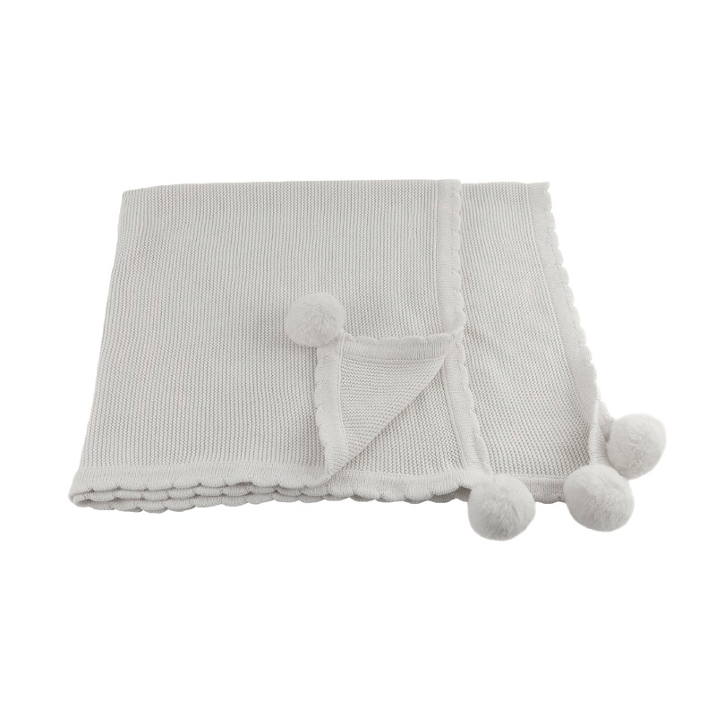 POM POM BLANKET – SOFT GRAY