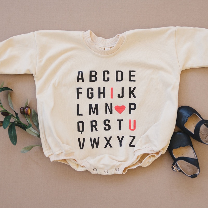 ABC I Love You Sweatshirt Romper – more colors