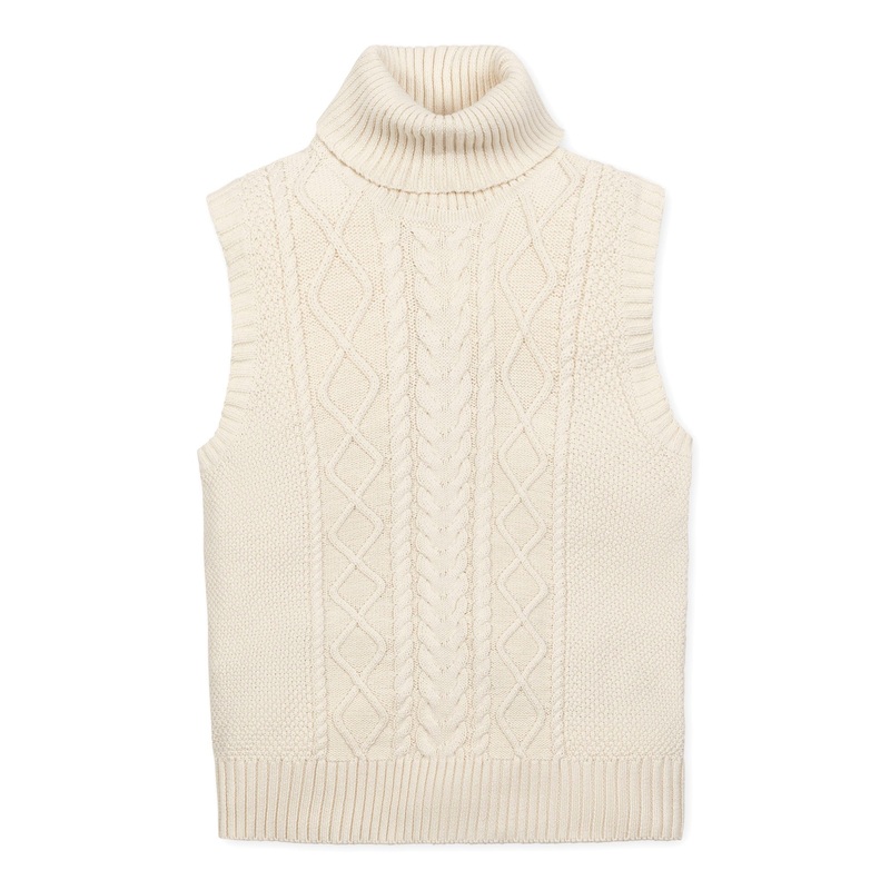 Organic Sleeveless Turtleneck|X-Small|Small|Medium|Large|X-Large|XX-Large|Ivory Cable