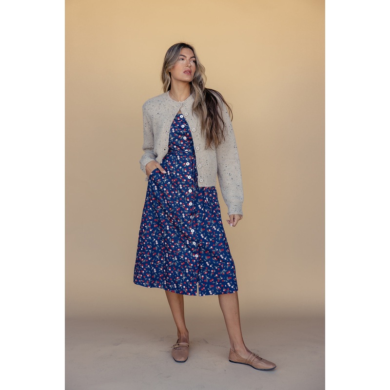 The Cherry Button Down Dress|Navy|XS|S|M|L|XL