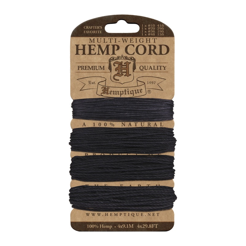 Hemp Cord Multi-Weight Cards|Black|Natural