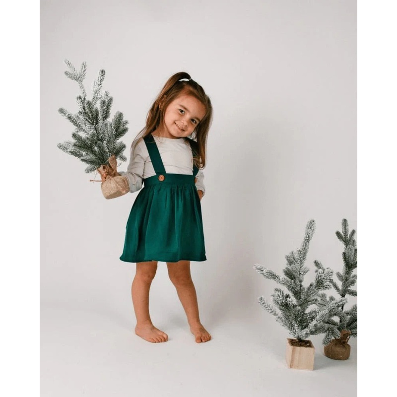 Daphne Suspender Skirt – Hunter Green