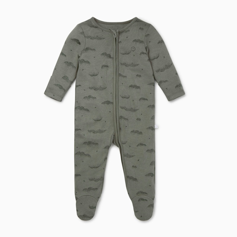 Zip-Up Sleepsuit – Khaki Cloud
