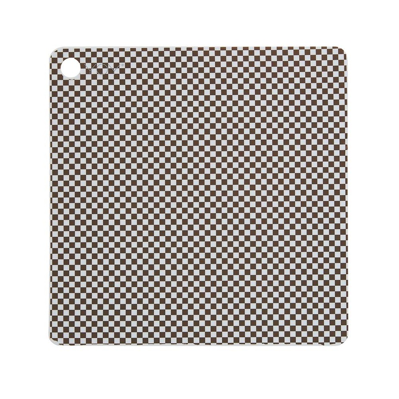 Placemat Checker – Pack of 2 – Dusty Blue/Choko