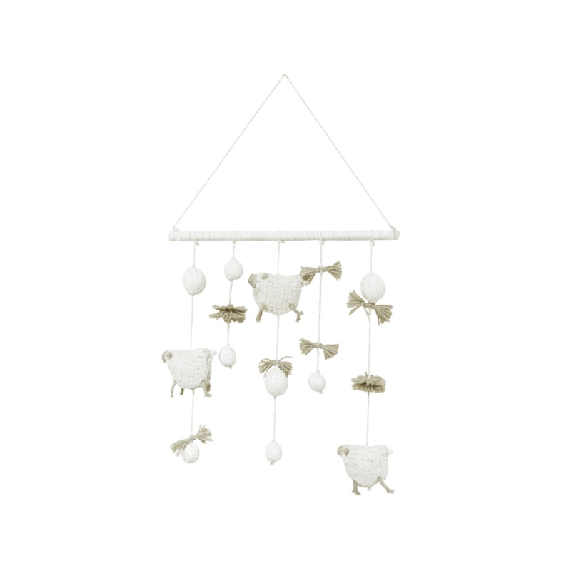 WOOLABLE WALL HANGING FLOCK|40 x 60 cm|Sheep White|Sandstone