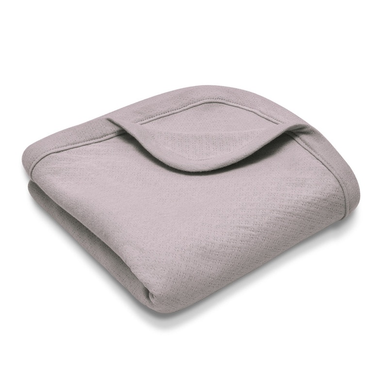 Organic Cotton Baby Blanket  Grey Pointelle