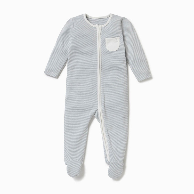 Zip-Up Sleepsuit – Blue Stripe