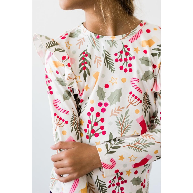 Holly Jolly Christmas L/S Ruffle Tee