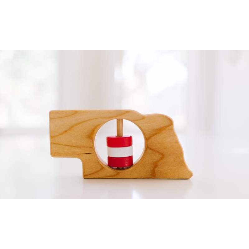 Nebraska State Wooden Baby Rattle