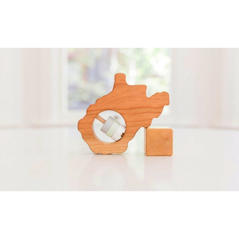 West Virginia State Wooden Baby Rattle