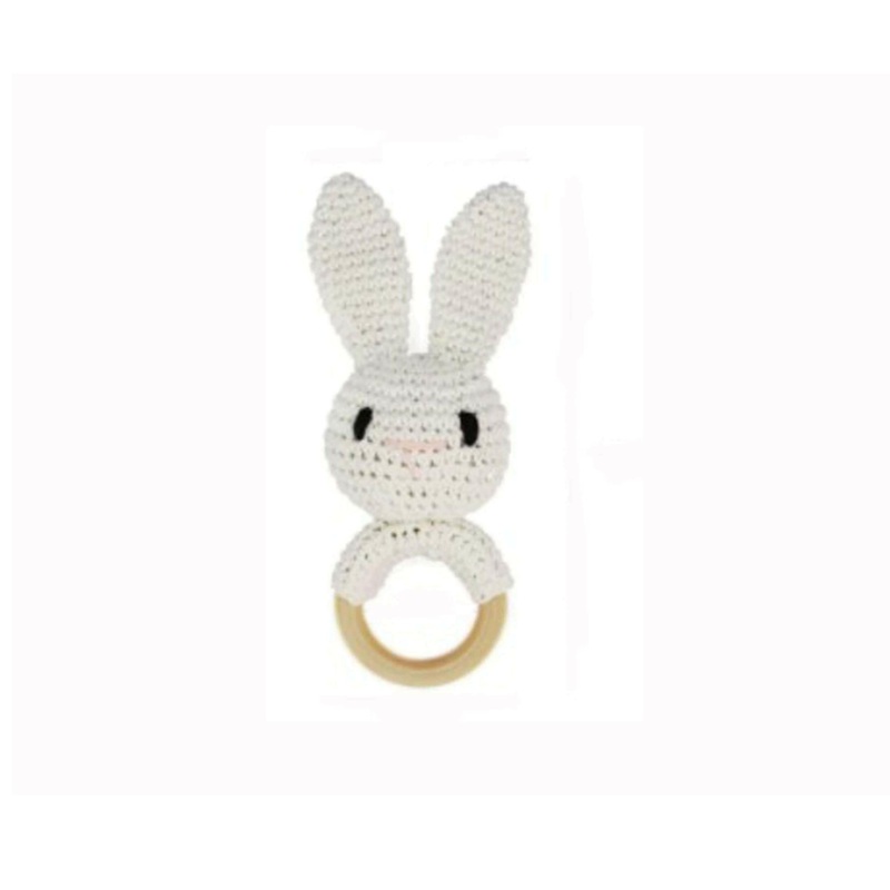 Animal Wooden Rattle|Beige Bear|Easter Bunny|Yellow Lion|Grey Elephant|Yellow Giraffe
