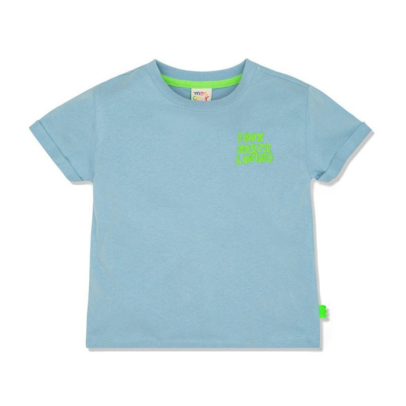 100% Earth loving Kid T-Shirt|2Y|3Y|4Y|5Y|6Y|8Y|10Y|Slate Blue/Neon