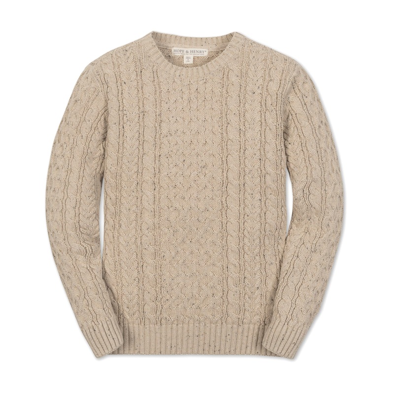 Organic Fisherman Sweater|X-Small|Small|Medium|Large|X-Large|Natural Fleck
