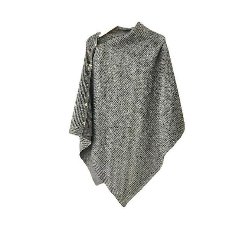 Cape shoulder cape scarf women multi-functional autumn and winter knitted warm shawl scarf metal button | Fruugo SG