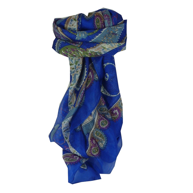 Mulberry Silk Classic Square Scarf Indore Blue by Pashmina & Silk | Fruugo SG