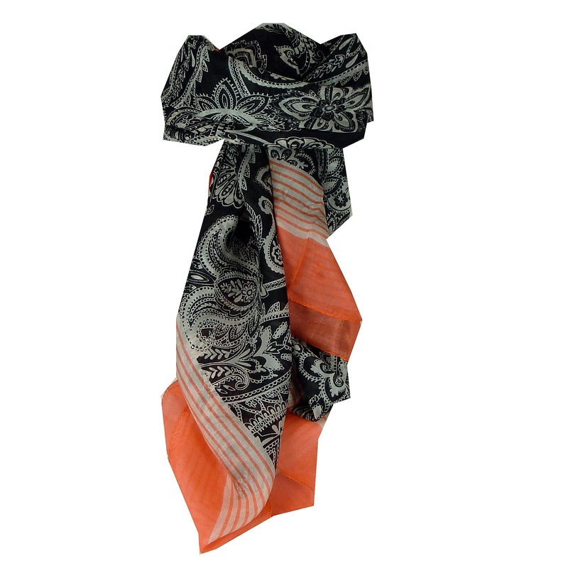 Mulberry Silk Classic Square Scarf Valli Nectarine by Pashmina & Silk | Fruugo SG