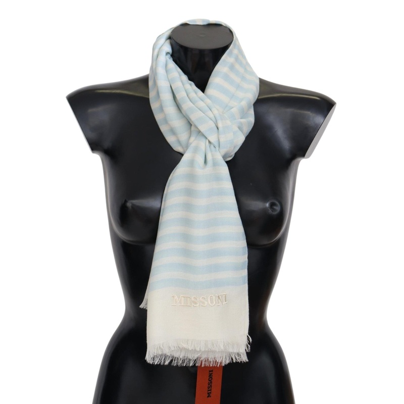 Blue White Lined Cashmere Unisex Wrap Scarf | Fruugo SG