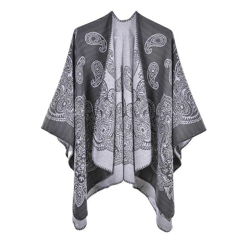 Ethnic Style Pashmina Shawl Wrap Cashmere Feel Poncho Open Front Cape for Lady | Fruugo SG