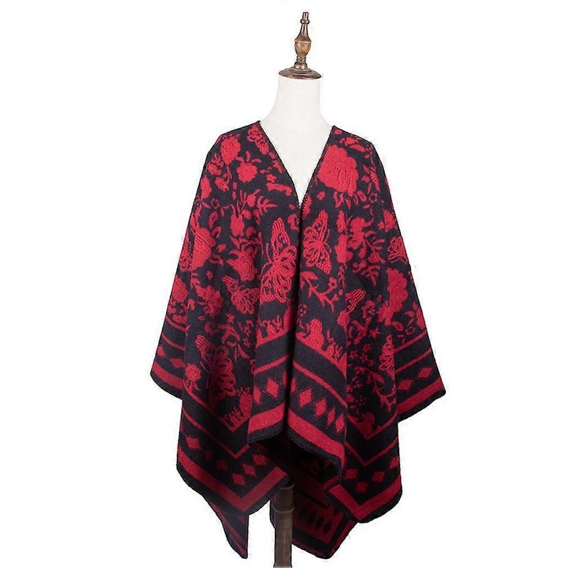 Ethnic Style Shawl Scarf Open Front Poncho Winter Cardigant Blanket for Lady | Fruugo SG