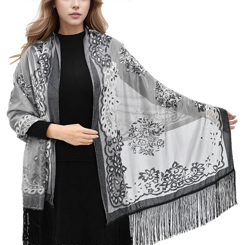 European American Street Fashion Scarf Trend Bohemian Style Long Scarf Handmade Tassels Hanging Shawl Headscarf  Gray | Fruugo SG