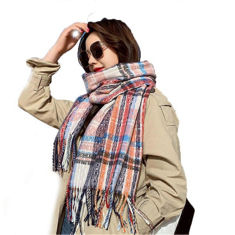 Fringed Hem Shawls and Wraps Colorful Plaid Pattern Warm Poncho for Lady | Fruugo SG