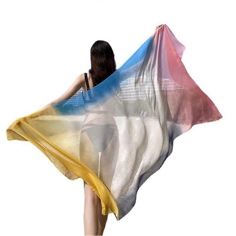 Gradient Dual Color Scarf Silk and Cotton Shawl Summer Sun Proof Wrap for Lady | Fruugo SG