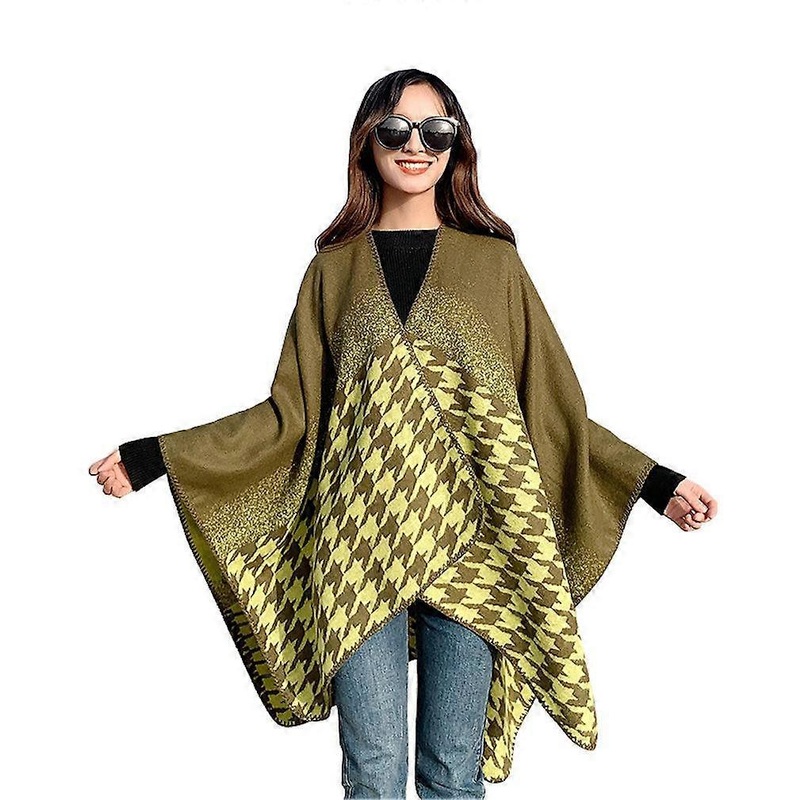Houndstooth Shawl Wrap Open Front Poncho Pashmina Scarf for Lady | Fruugo SG