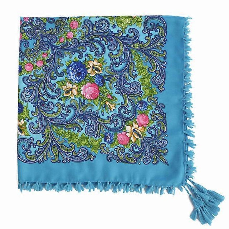 JWL-Russia Square Scarf for Women Autumn Winter Shawl Retro Floral Printing Handmade Tassel Flower Blanket Shawl Handkerchief 90cm | Fruugo SG