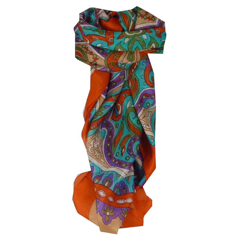Mulberry Silk Classic Square Scarf Mala Tangerine by Pashmina & Silk | Fruugo SG