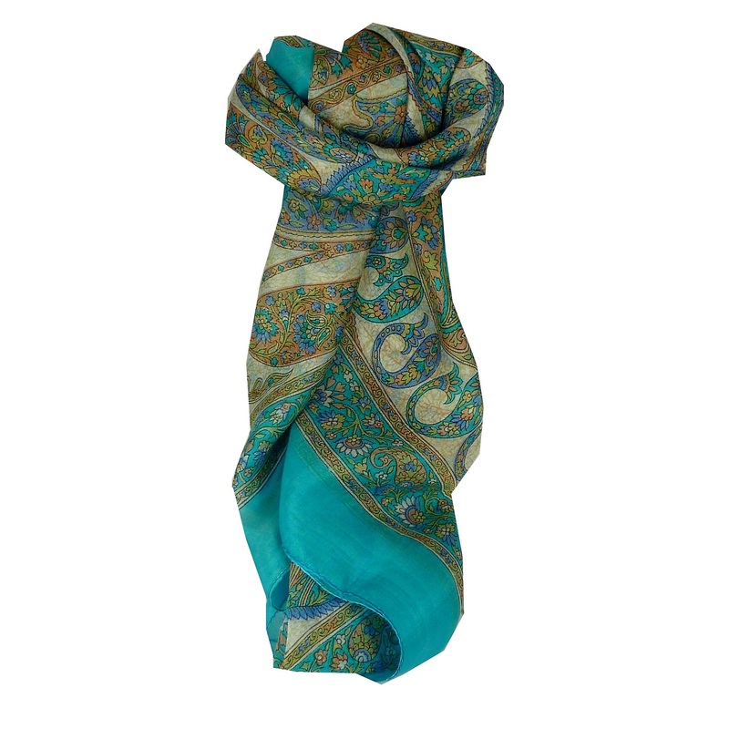 Mulberry Silk Classic Square Scarf Rachol Aquamarine by Pashmina & Silk | Fruugo SG
