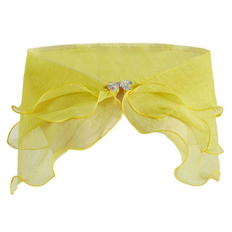 Women Layered Gauze Shawl Shrug for Rhinestone Buckle Wedding Ruffles Bolero Cap  yellow | Fruugo SG