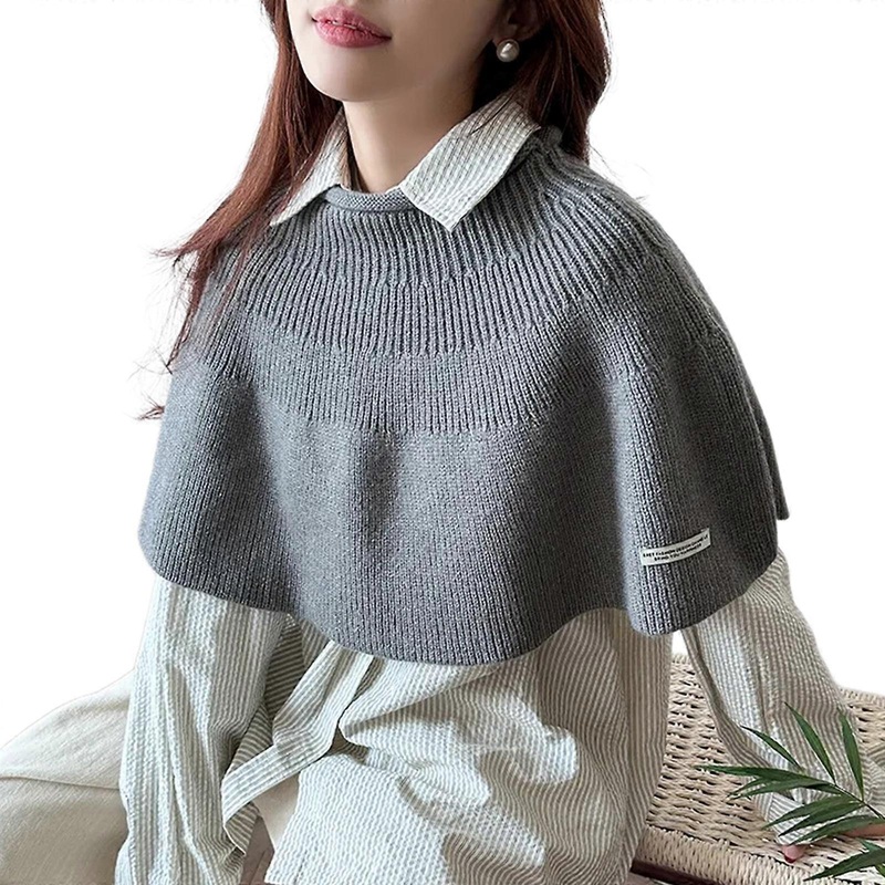 Casual Wear Cloak Shawl Knitted Capes Scarf Multipurpose Shawl Neck Shoulder Wrap for Office Lady Shopping Everyday Use  Gray | Fruugo SG