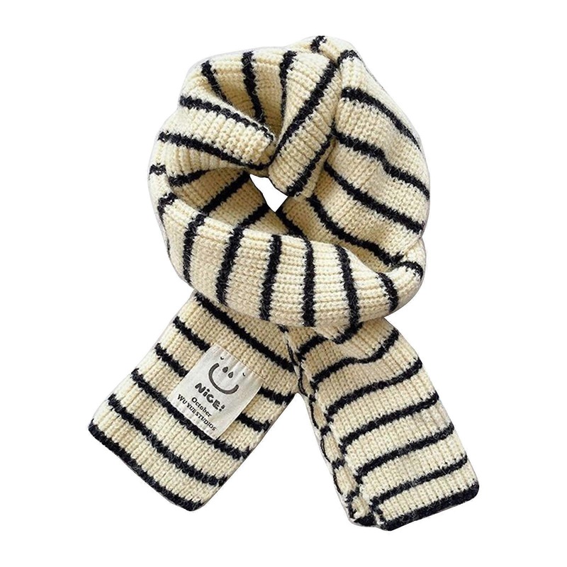 Children Neck Scarves with Stripe Pattern Warm Knitted Neckerchief Versatile for Children Fashionable Winter Accessories  Beige | Fruugo SG