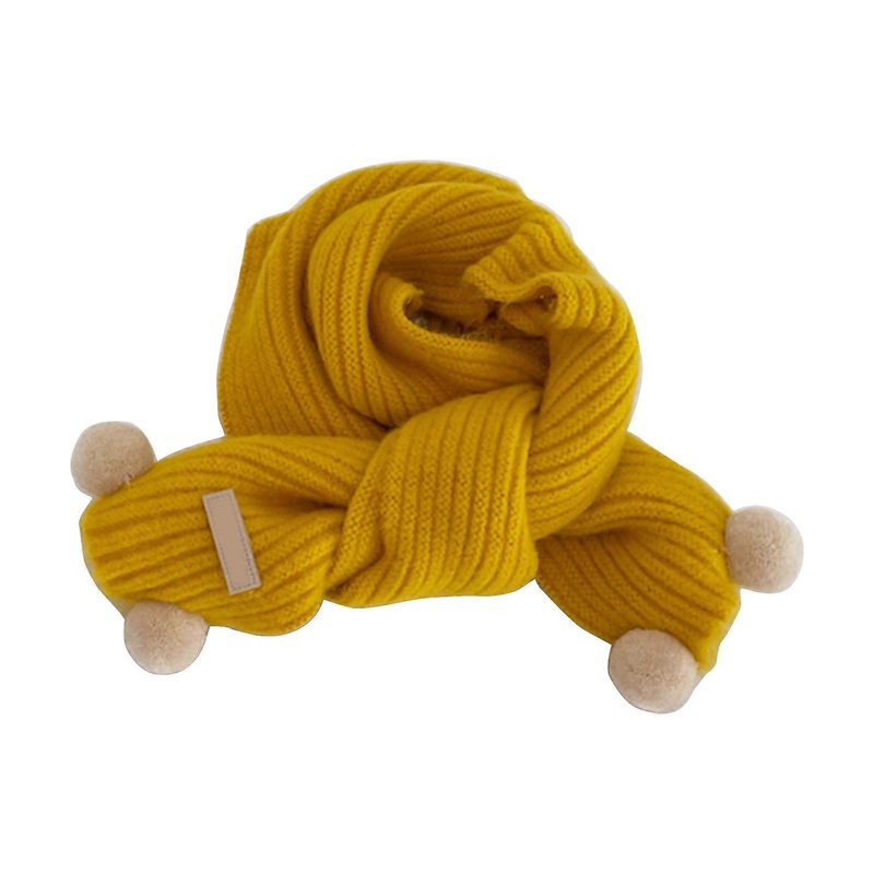 Children’s Neck Scarf Fashionable Solid Color Pom Pom Scarf Warm Long Muffler Birthday Gift for Fall/Winter Season  Yellow | Fruugo SG