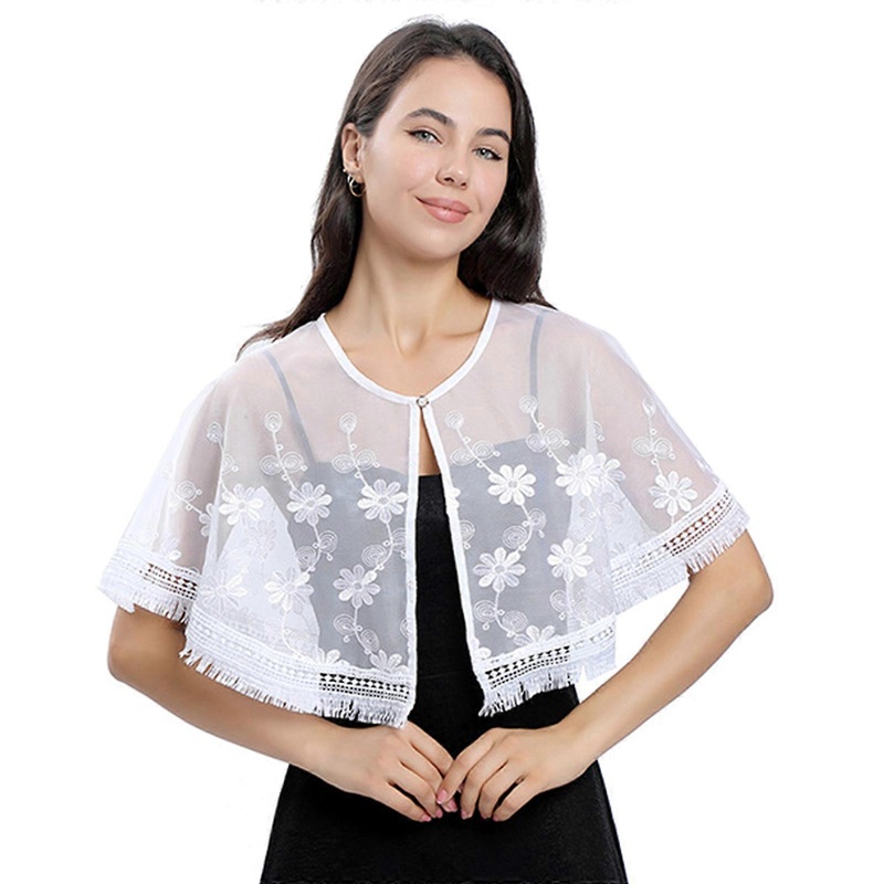 Elegant Lace Embroidered Capelet Shawl Wedding Bride Female Supplies for Wedding Birthday Party Costume Accessory  White | Fruugo SG