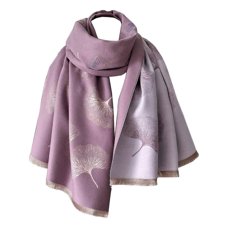 Elegant Leaf Print Warm Poncho Shawl Wrap for Women Soft Warm Stylish Oversized Scarf Wrap Tassels  Purple | Fruugo SG