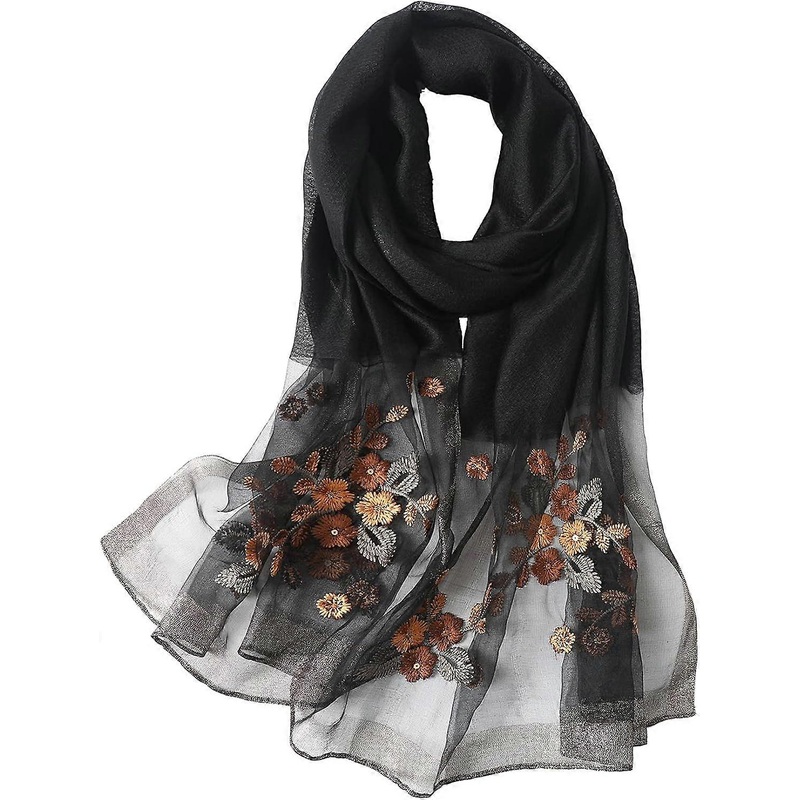 Mulberry Silk Scarf, Lightweight Embroidered Floral Shawl, Beach Chiffon Blanket for All Seasons | Fruugo SG
