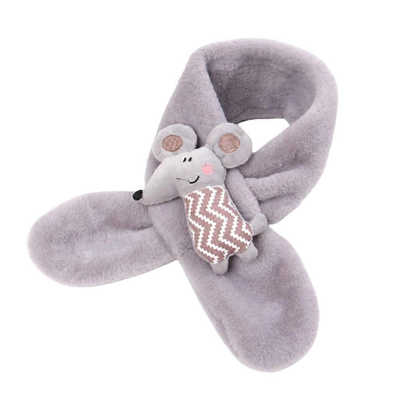Scarf Kid Autumn and Winter Cute Candy Color Plush Thick Warm Scarf Solid Color Rat Decor Scarf for Cross Student Childr  Gray | Fruugo SG