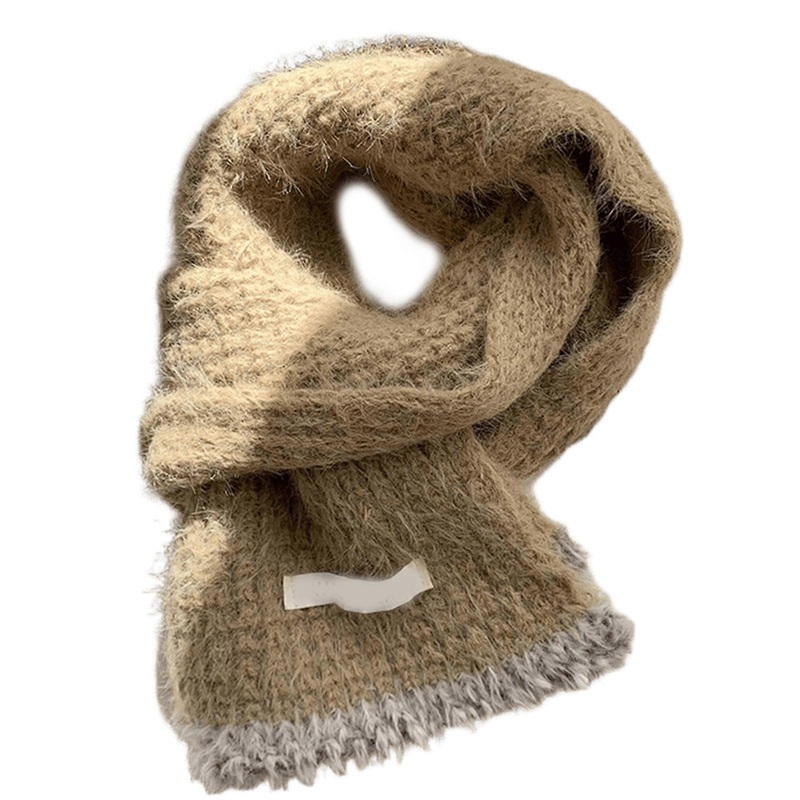 Women Scarf Furry Small Warm Collar Knitted Neck Warmer Neckerchief Collar Autumn Winter Neck Scarf  Camel | Fruugo SG