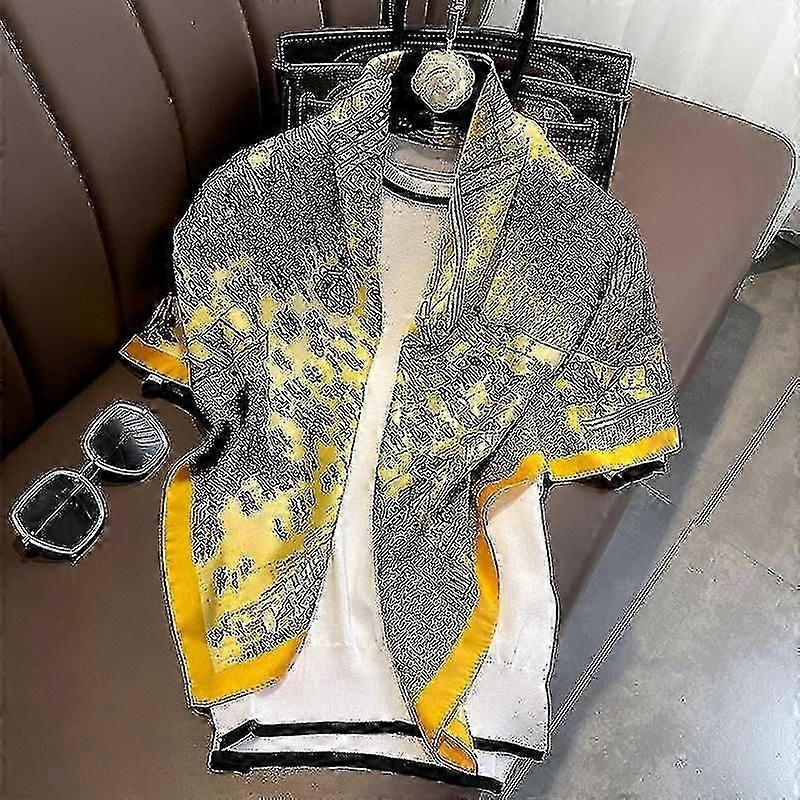 2022 Classic Color Socialite Elegant Scarf Women’s Trendy All-matching Emulation Silk Scarf | Fruugo SG